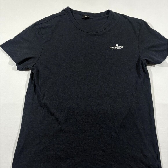 G Star Raw T Shirt Rodis RT Blue Logo Slim Fit Short Sleeve Crew Top Mens Sz L - Picture 2 of 11